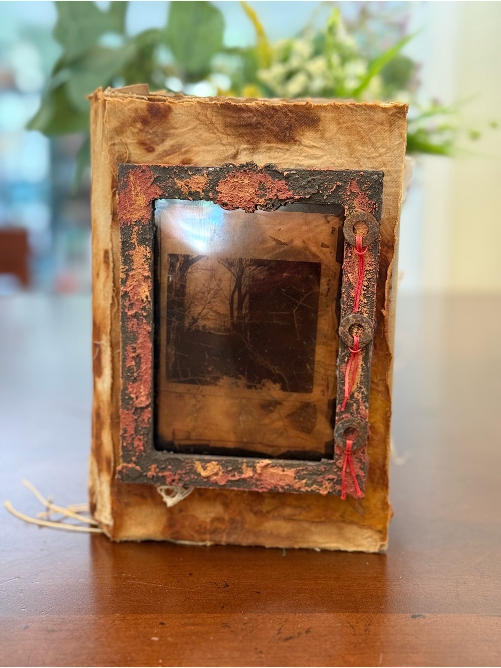 OOAK Original Mixed Media Artist Book Rusted Frame Vintage Ephemera